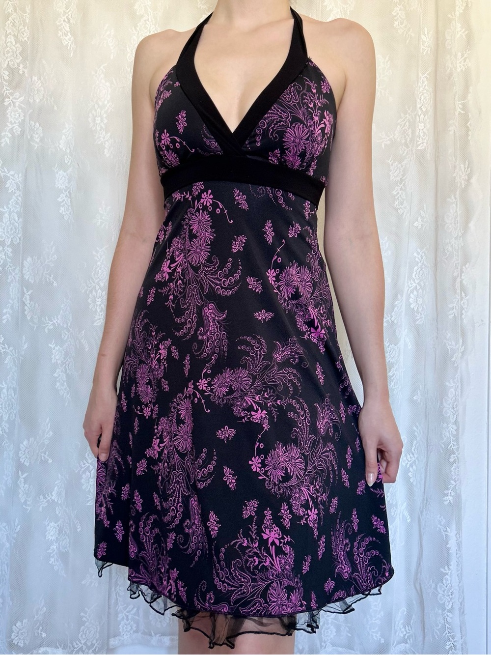Vintage 2000s Romantic Goth Midi Dress